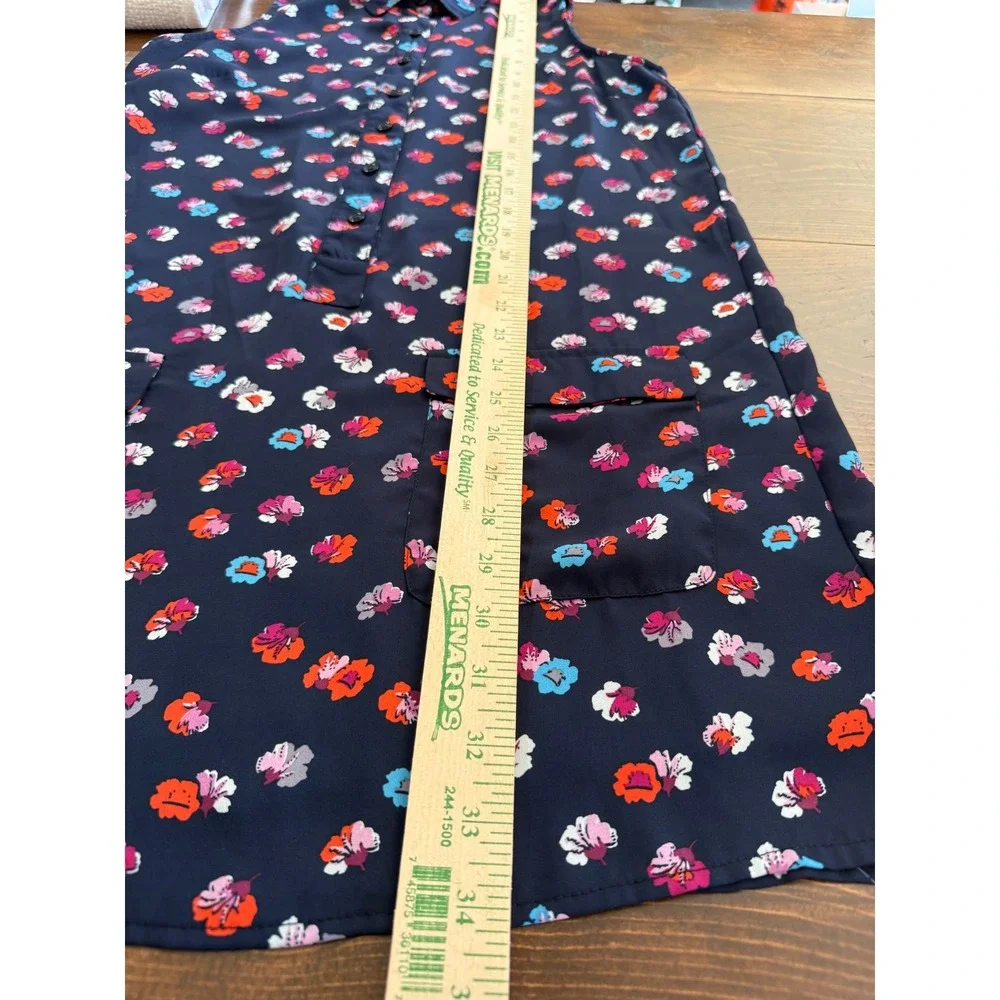 Artisan‎ NY Floral Print Sleeveless Shirt Dress | Navy Blue | Size 4